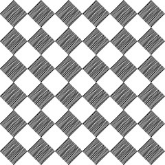 Seamless black square hand drawn a pattern on white background. Geometric abstract texture. Vector illustration