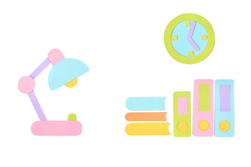 Study table paper cut on white background - isolated