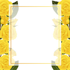 Yellow Rose Flower Banner Card Border