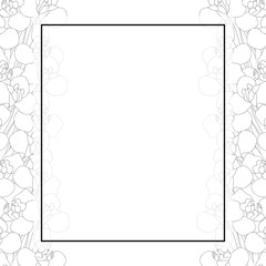 Iris Flower Outline Banner Card Border