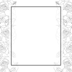 Rose and Iris Flower Outline Banner Card Border