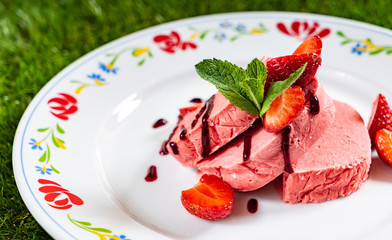 dessert with strawberries