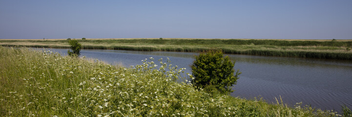 Landschaft am Leyhörner Sieltief, Greetsiel, Leybucht, Krummhörn,Ostfriesland, Niedersachsen, Deutschland, Europa