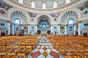 Interior of the Rotunda of Mosta church in Malta