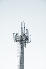 tower with antennas of cellular mobile communication in the city