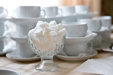 refined sugar and many cups
