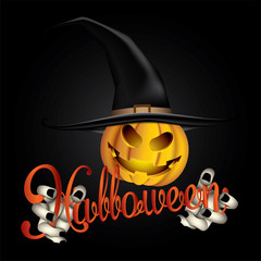 Happy Halloween pumpkin monster on background,paper cut style,Vector and Illustration,EPS 10.