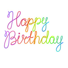 Spectrum Happy Birthday lettering for greeting card design.