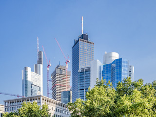 The skyline of Frankfurt city seen from Opernplatz, Germany