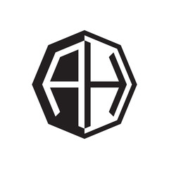 two letter AH octagon negative space logo