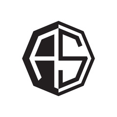 two letter AS octagon negative space logo