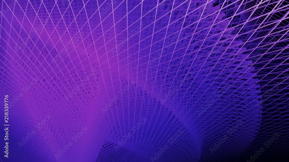 Fototapete Abstract dark blue background with animation of waving and vibrating network surface. 3d rendering. 4k UHD