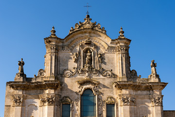 Fototapeta na wymiar Detail fo the Church of San Francesco d'Assisi, Matera, Basilicata, Italy, Europe.