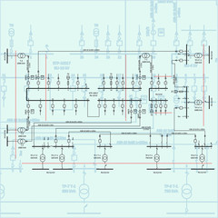 Fototapeta na wymiar Electric wiring diagram for power transformers