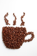 Coffee beans in the shape of a coffee mug