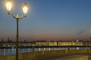 View on Bordeaux, embankment Garonne in the evening - France