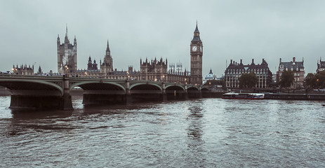 Fototapeta na wymiar Palace of Westminster and Thames river in London, England