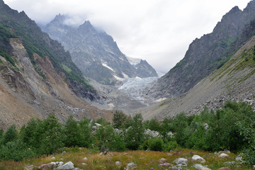 Fototapeta na wymiar Glacier Chalaadi located near Mestia, Georgia region Svaneti