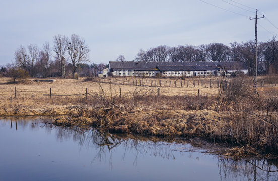Old desolate PGR - form of polish collective farm in Gora, small village in Mazovia Province near Legionowo town, Poland