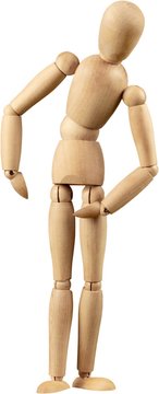 Miniature wooden mannequin posing