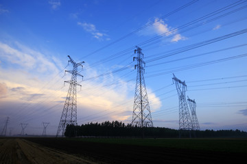 Transmission tower in the evening