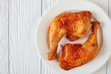 fried chicken legs on a white plate