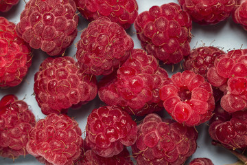 Close-up fresh raspberries.