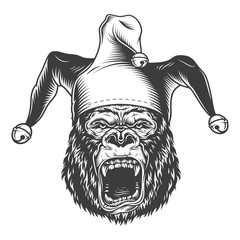 Angry gorilla in monochrome style © DGIM studio
