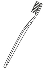 Line art black and white toothbrush
