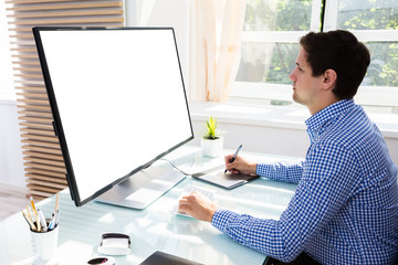 Businessman using computer