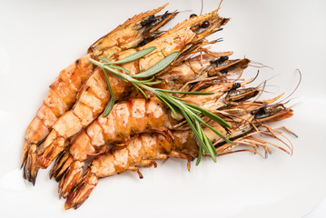 grilled prawns isolated