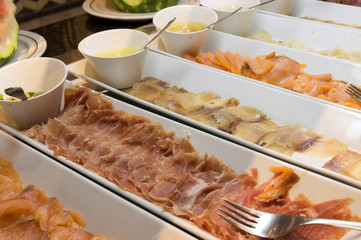 Buffet with an abundance of food