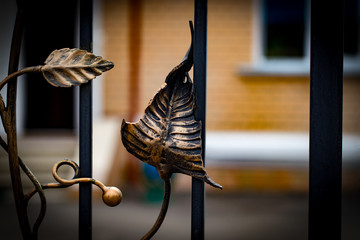 The fragment of forged metal products. close-up