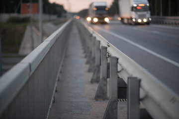 Safety barrier on freeway bridge