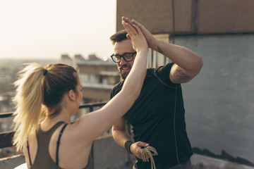 High five after successul workout