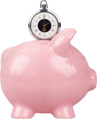 Piggy bank with a stop watch