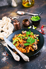 Fried mushrooms and cabbage