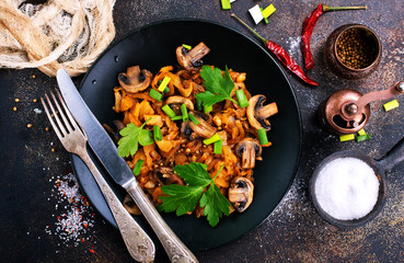 Fried mushrooms and cabbage