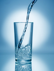 Pouring soda water into glass