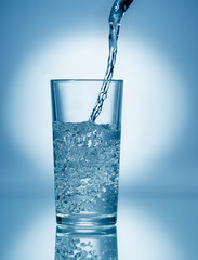 Pouring soda water into glass