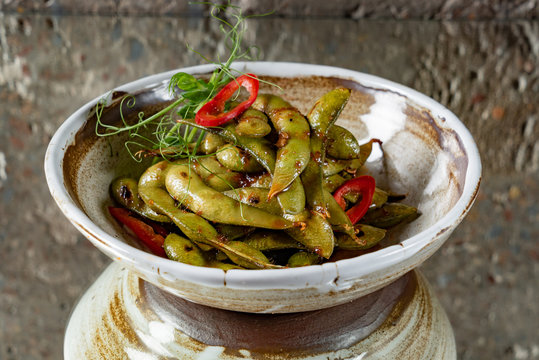 Steamed Edamame Bean (Green Soybean) , East Asian Cuisine,