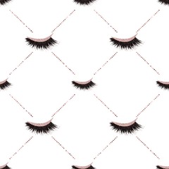 Lashes with glitter effect sealmess vector pattern