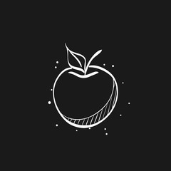 Apple icon in doodle sketch lines. Food fruit healthy lifestyle diet sweet school snack