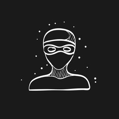 Swimming athlete icon in doodle sketch lines. Sport water pool s