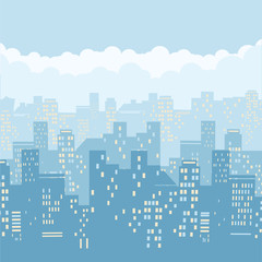Cityscape background illustration.Vector illustration of modern city and blue sky