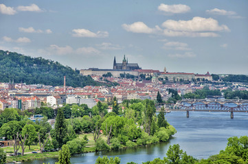 Fototapeta na wymiar Panorama view to Prague Castle in Prague