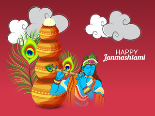 Beautiful abstract, banner or poster for Happy Janmashtami.
