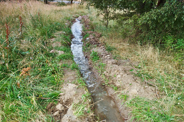 Kirghizia villages , irrigation ditch