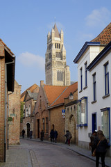 Obraz premium Bruges, Belgium, cityscape. The St. Salvator''s Cathedral. It is a city of amazing architecture and charm, one of the most picturesque in Europe.
