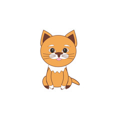 Cute cat. Vector illustration  on white background.